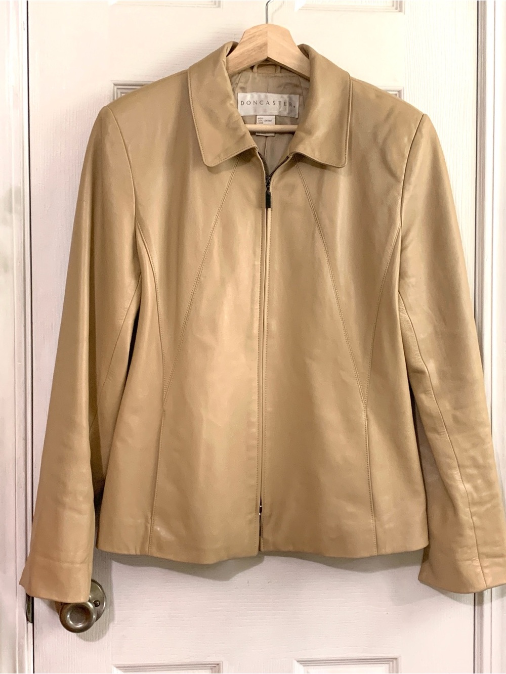 Doncaster Leather Butter Yellow Zip Front Jacket Vintage